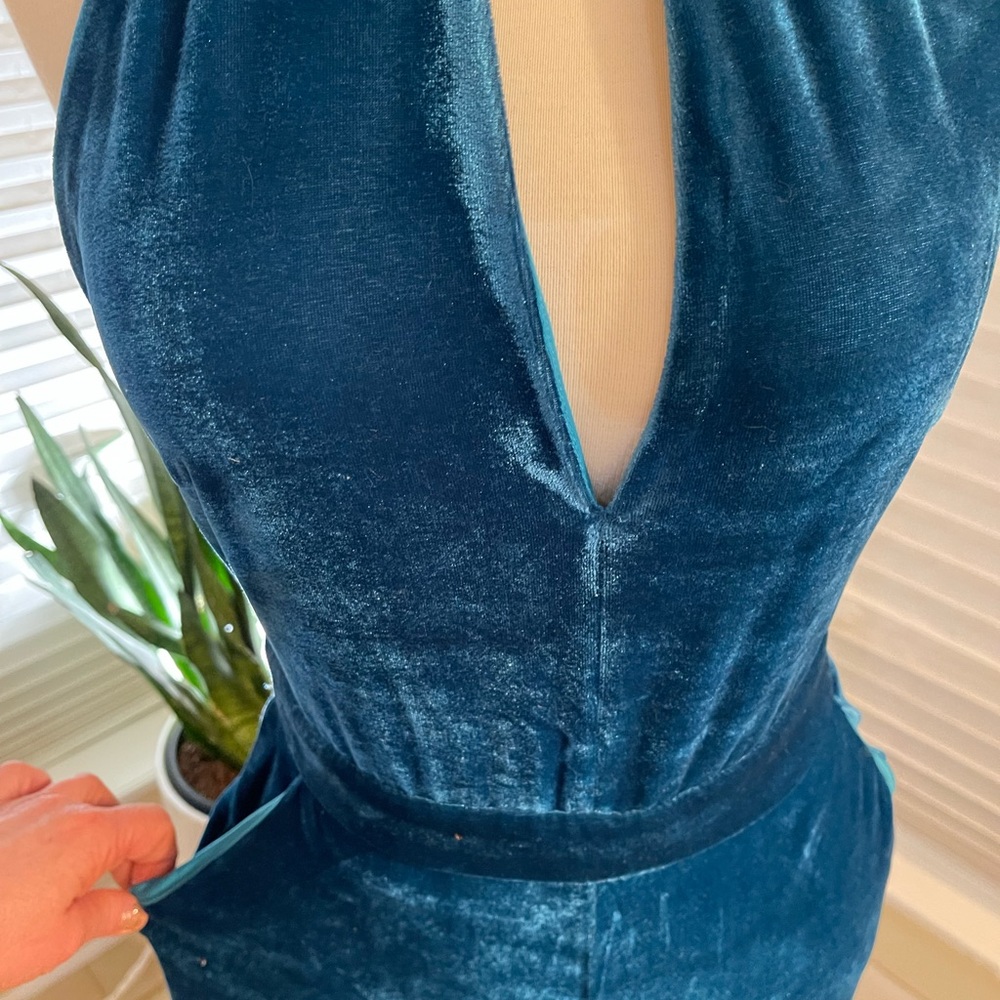Boston proper blue velvet one piece.